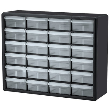 Akro-Mils® Plastic Storage Cabinet, 24 Drawer (Large), Black, 1/Each